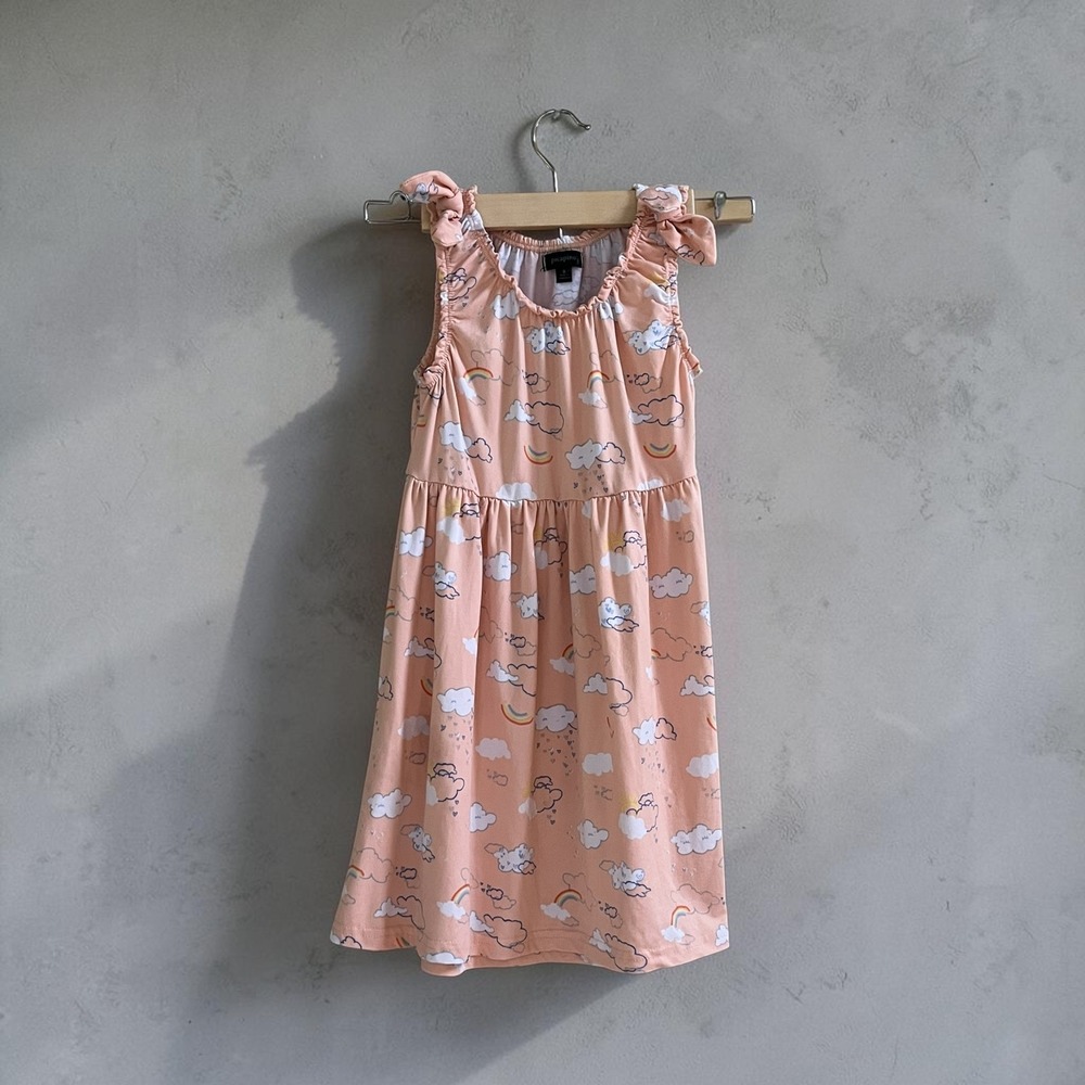Picapino Girls Size 8 Pink Rainbow & Cloud Print Sleeveless Dress Sundress
